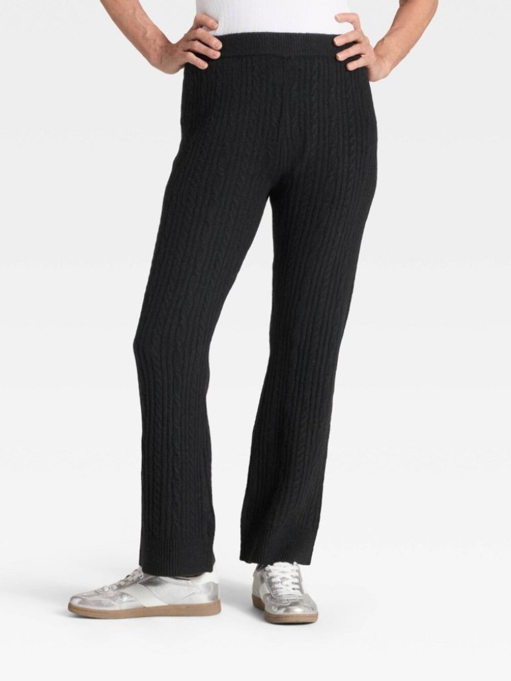 Women High-Rise Wide Leg Ankle Sweater Pull-On Pants Universal Thread